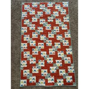 Quilted Patchwork Sewing Art Lap Throw/Crib Butterfly Blanket 60.75”x36.5”